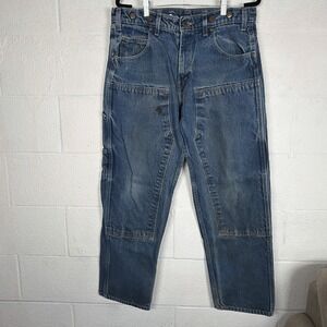 Vtg Distressed Prison Blues PRSN BLU USA Double Knee Carpenter Jeans W36 L32